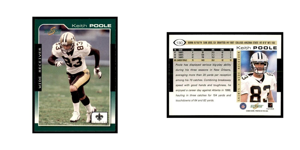 Keith Poole 2000 Score #130 Football Cards Football Card NM
