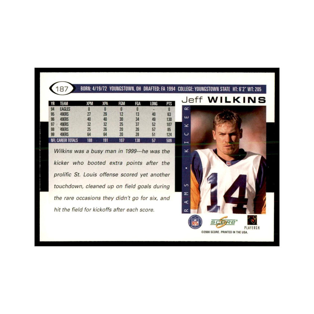 Jeff Wilkins 2000 Score #187 Football Cards Football Card NM