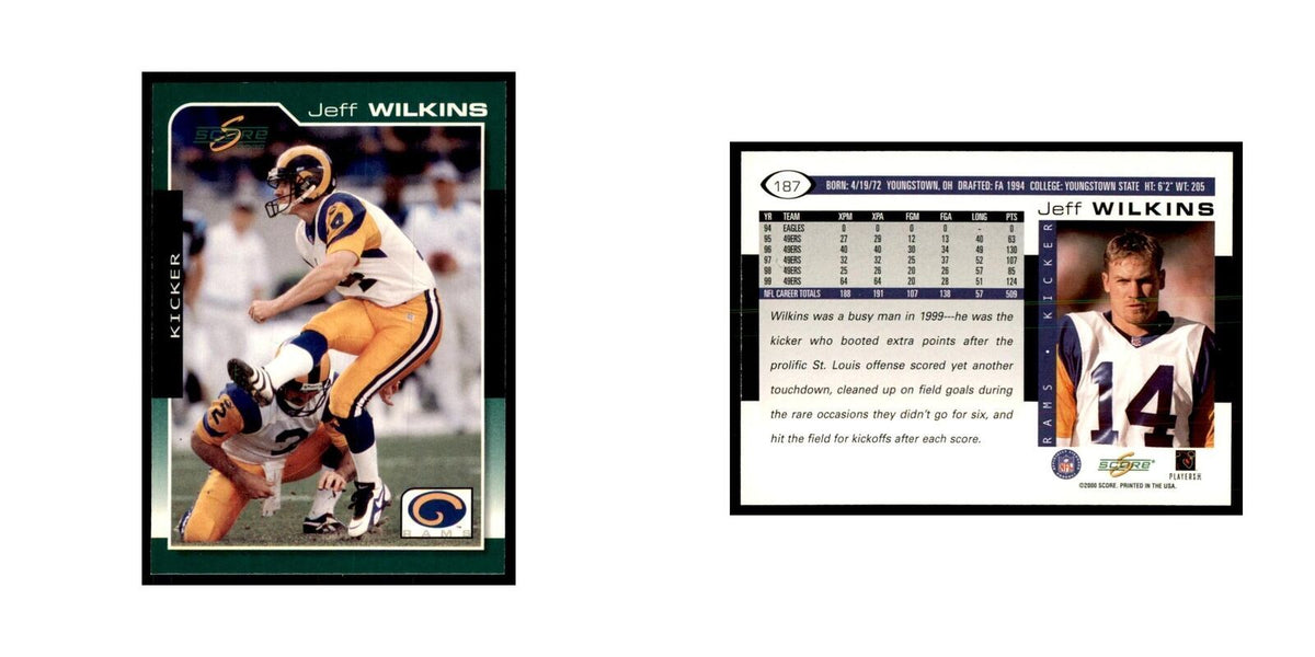 Jeff Wilkins 2000 Score #187 Football Cards Football Card NM