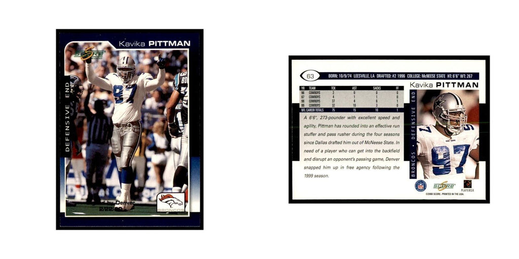 Kavika Pittman 2000 Score #63 Football Cards Football Card NM