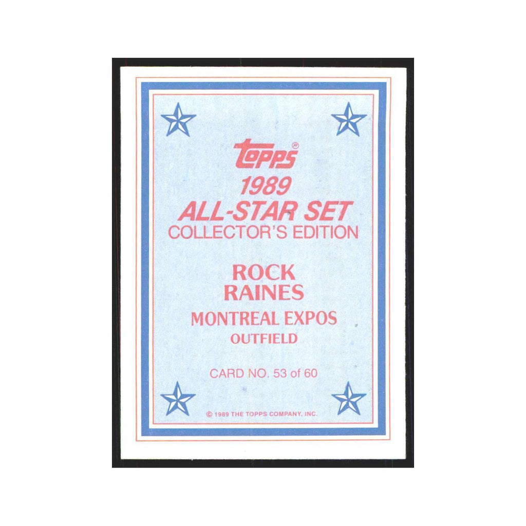 Rock Raines 1989 Topps All Stars #53 Montreal Expos Baseball Card NM