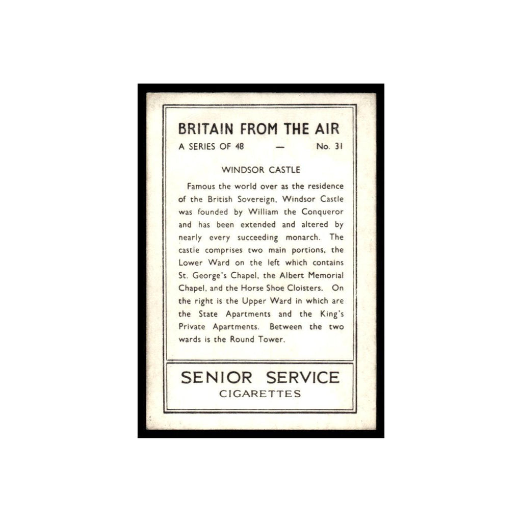 Windsor Castle 1939 Senior Service Britain From Air #31 Tobacco Card VG
