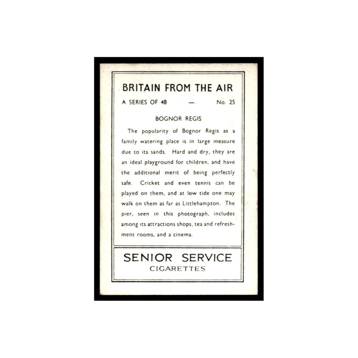 Bognor Regis 1939 Senior Service Britain From Air #25 Tobacco Card VG