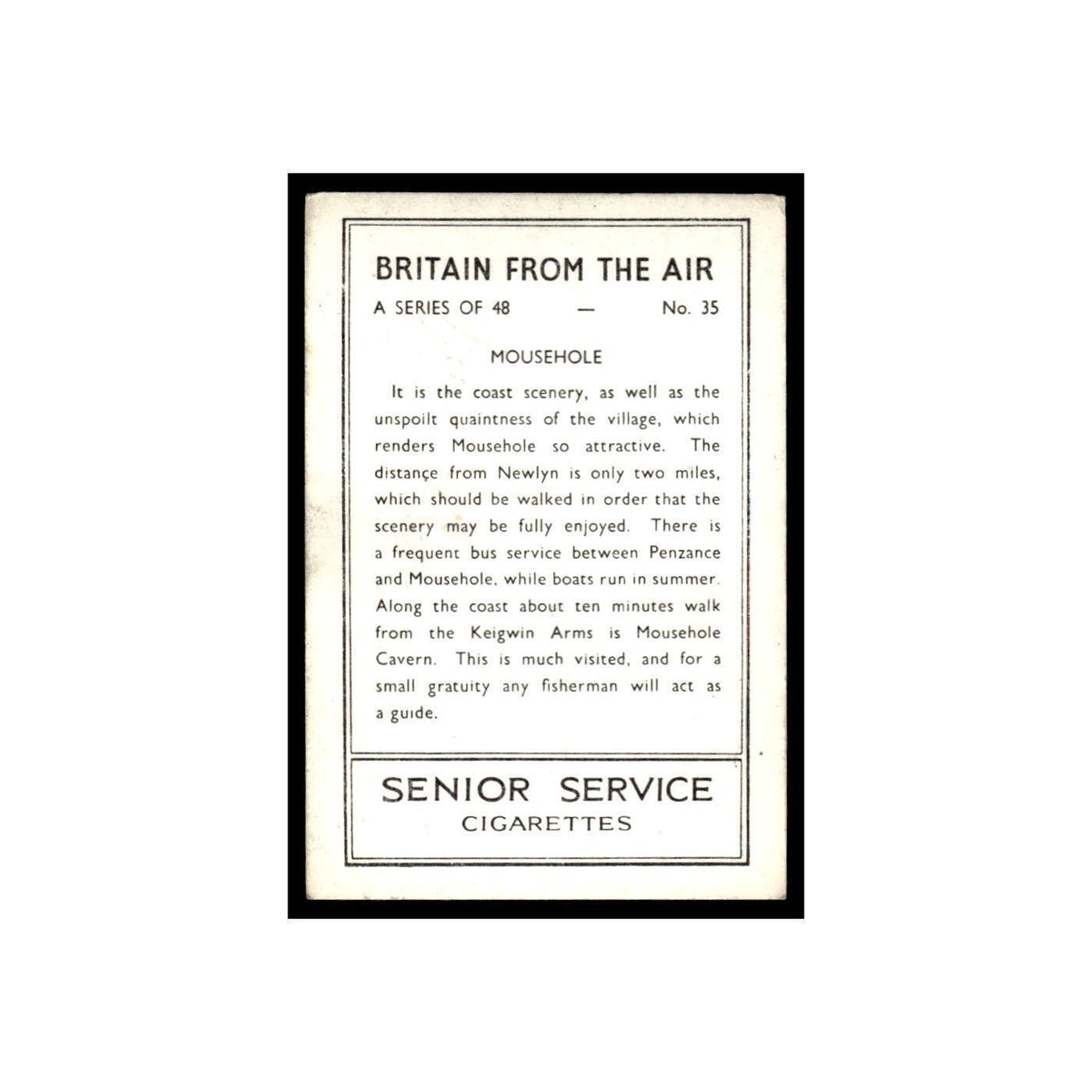 Mousehole 1939 Senior Service Britain From Air #35 Tobacco Card VG