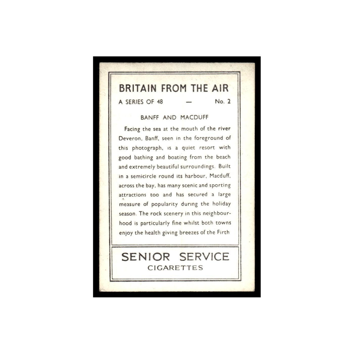 Banff and Macduff 1939 Senior Service Britain From Air #2 Tobacco Card VG