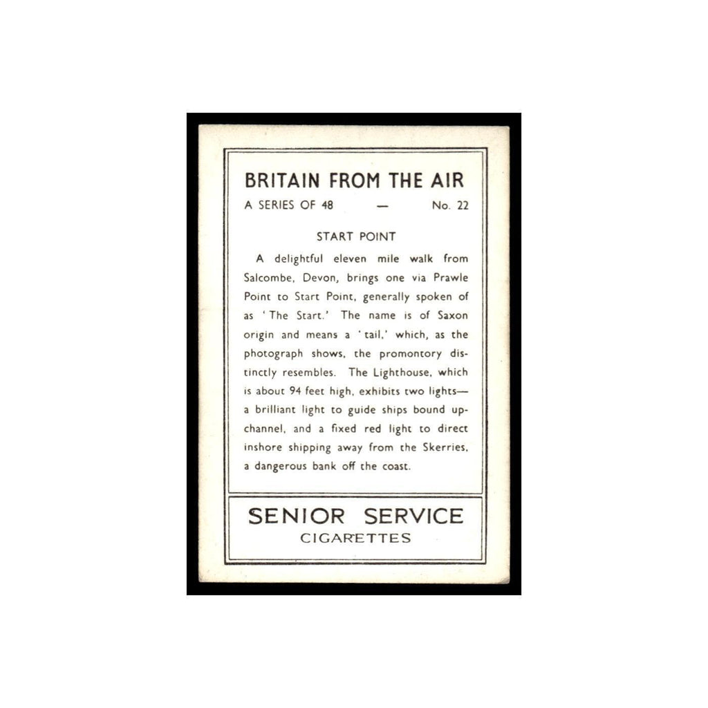 Start Point 1939 Senior Service Britain From Air #22 Tobacco Card VG