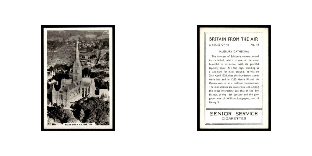Salisbury Cathedral 1939 Senior Service Britain From Air #18 Tobacco Card VG