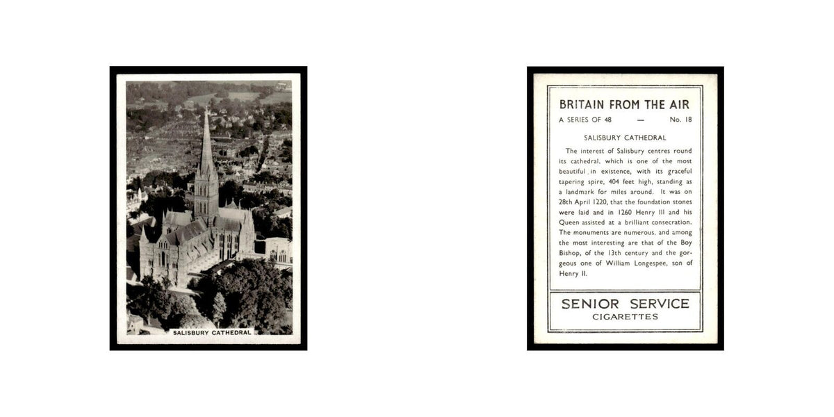 Salisbury Cathedral 1939 Senior Service Britain From Air #18 Tobacco Card VG
