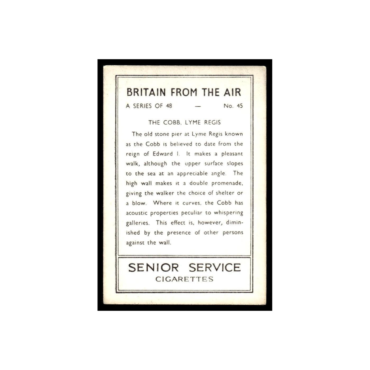 The Cobb 1939 Senior Service Britain From Air #45 Tobacco Card VG