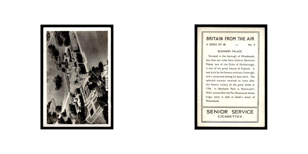 Blenheim Palace 1939 Senior Service Britain From Air #4 Tobacco Card VG