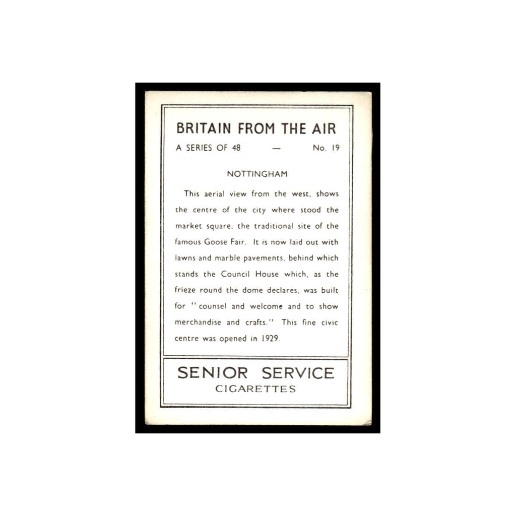 Nottingham 1939 Senior Service Britain From Air #19 Tobacco Card VG