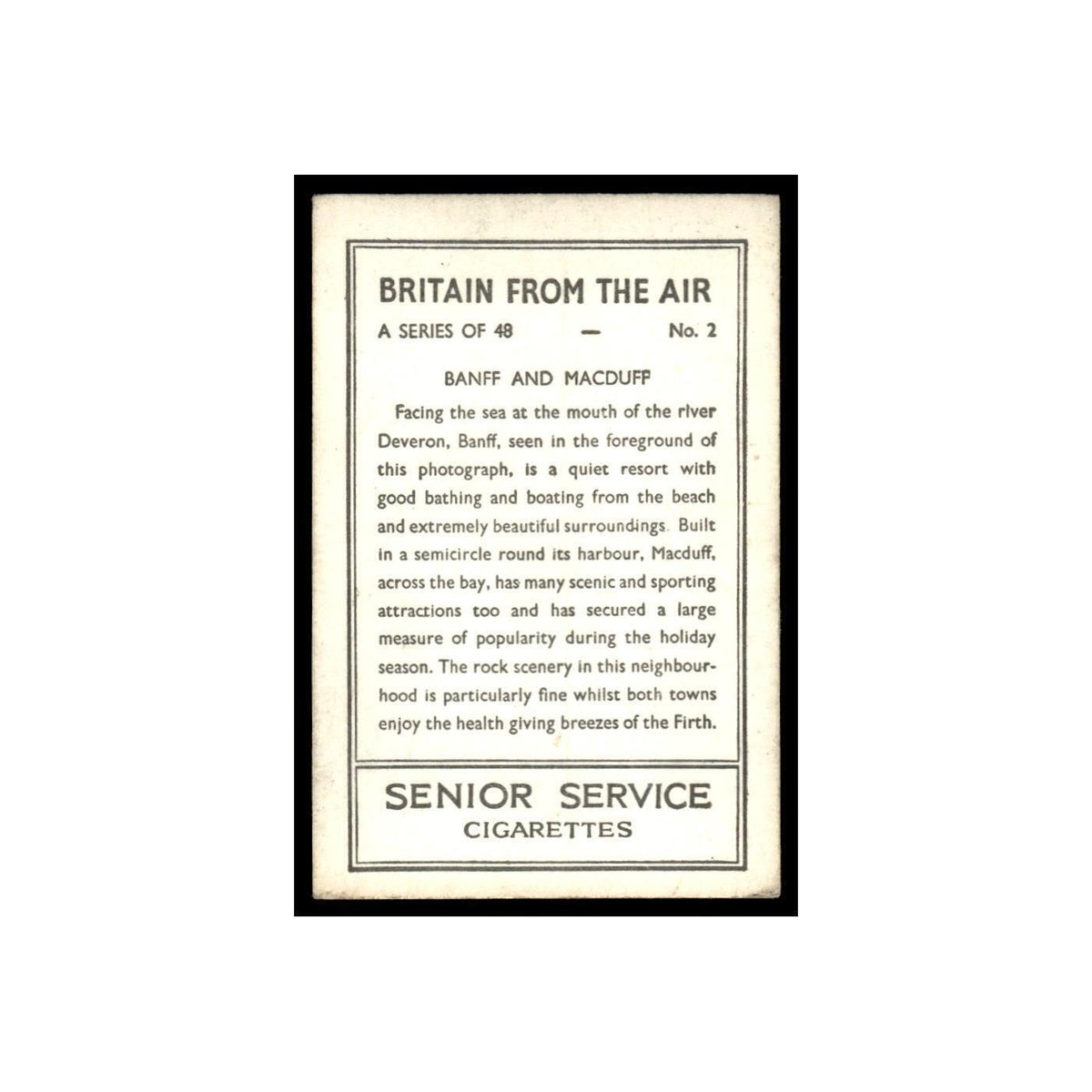 Banff and Macduff 1939 Senior Service Britain From Air #2 Tobacco Card VG