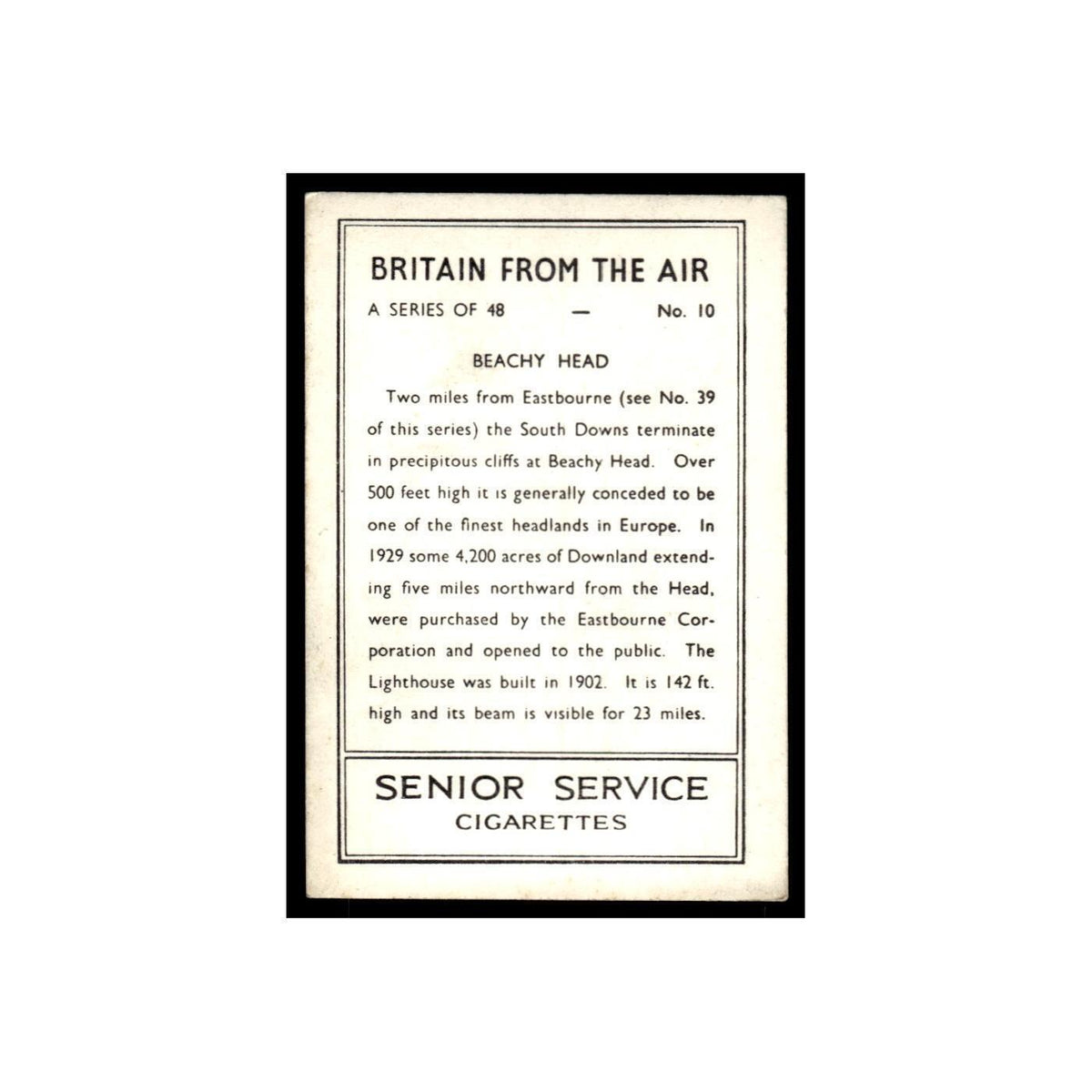 Beachy Head 1939 Senior Service Britain From Air #10 Tobacco Card VG