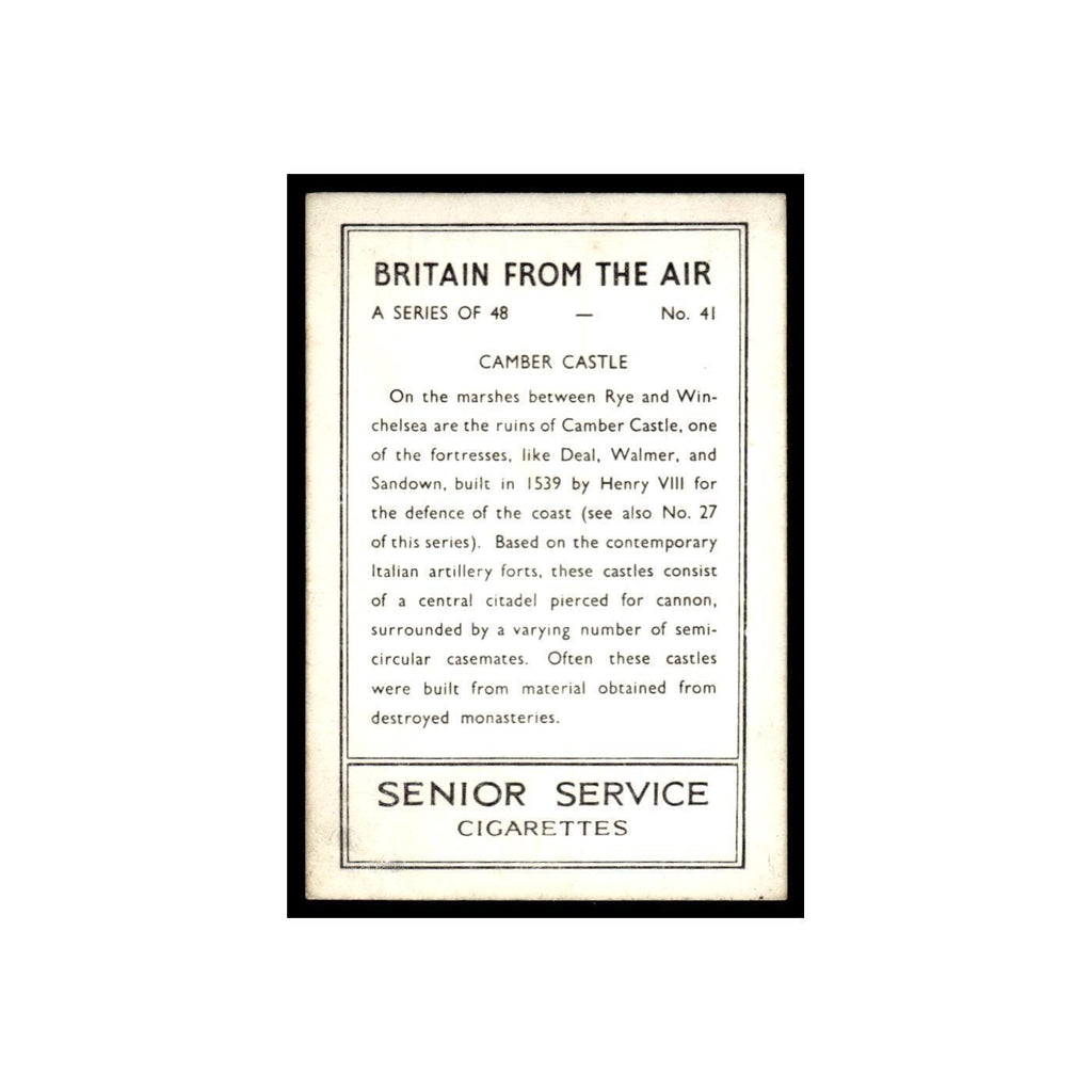 Camber Castle 1939 Senior Service Britain From Air #41 Tobacco Card VG