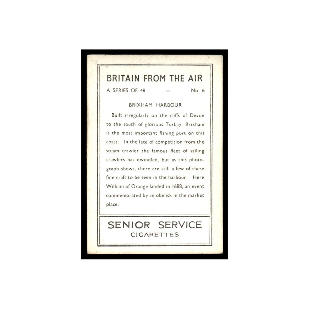 Brixham Harbour 1939 Senior Service Britain From Air #6 Tobacco Card VG