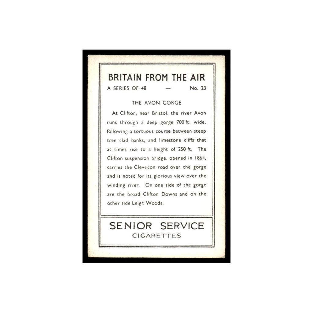 Avon Gorge 1939 Senior Service Britain From Air #23 Tobacco Card VG