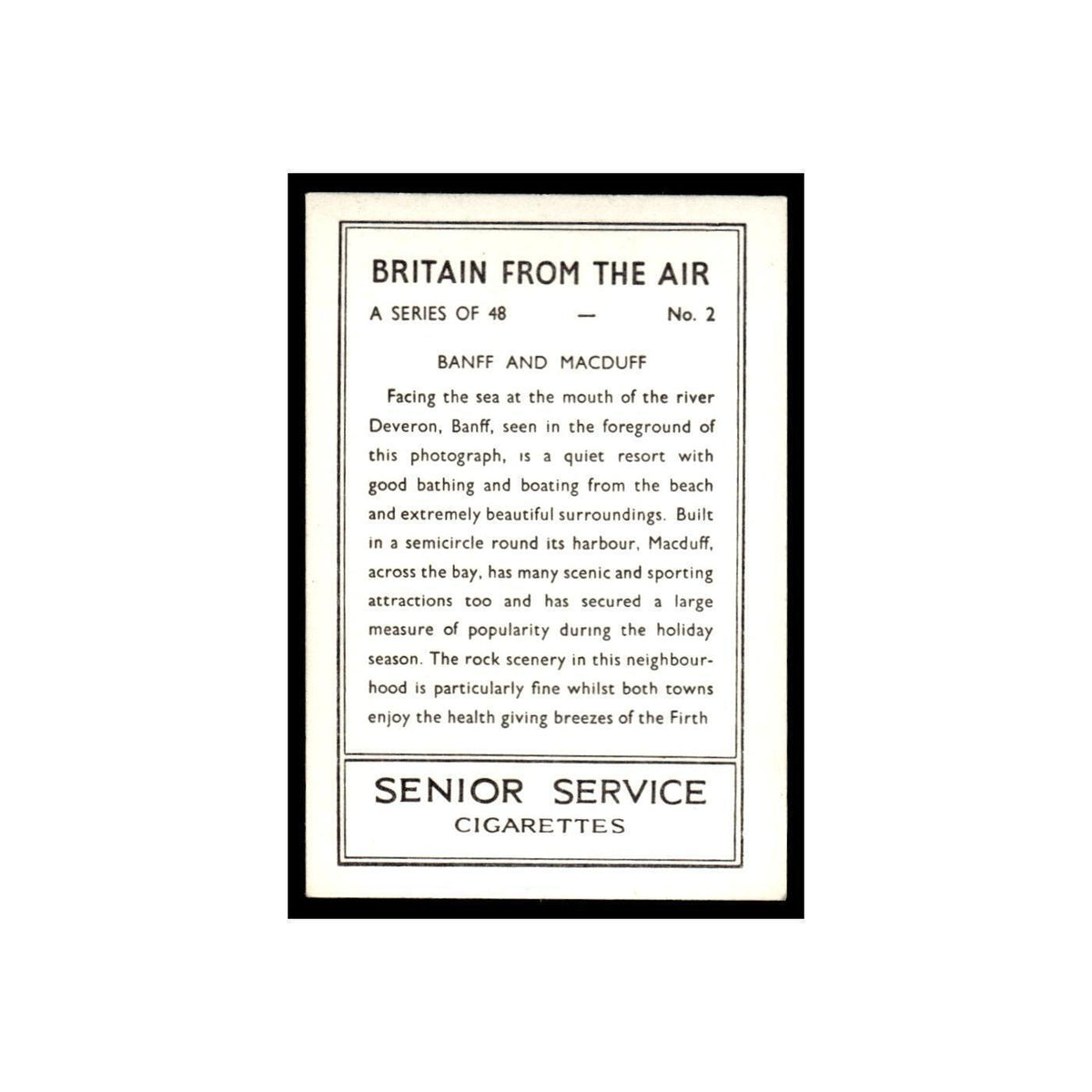Banff and Macduff 1939 Senior Service Britain From Air #2 Tobacco Card VG
