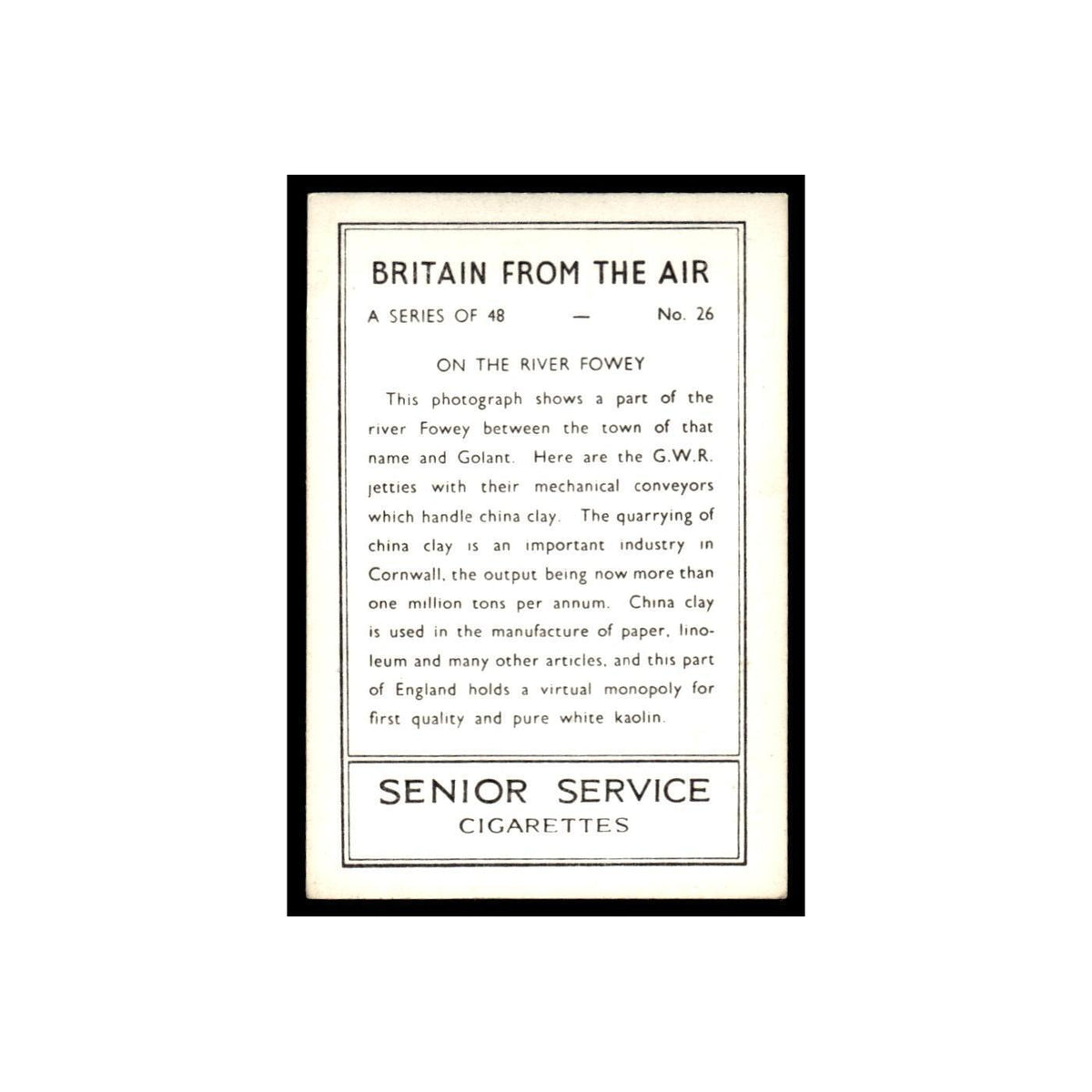 On The River Fowey 1939 Senior Service Britain From Air #26 Tobacco Card VG