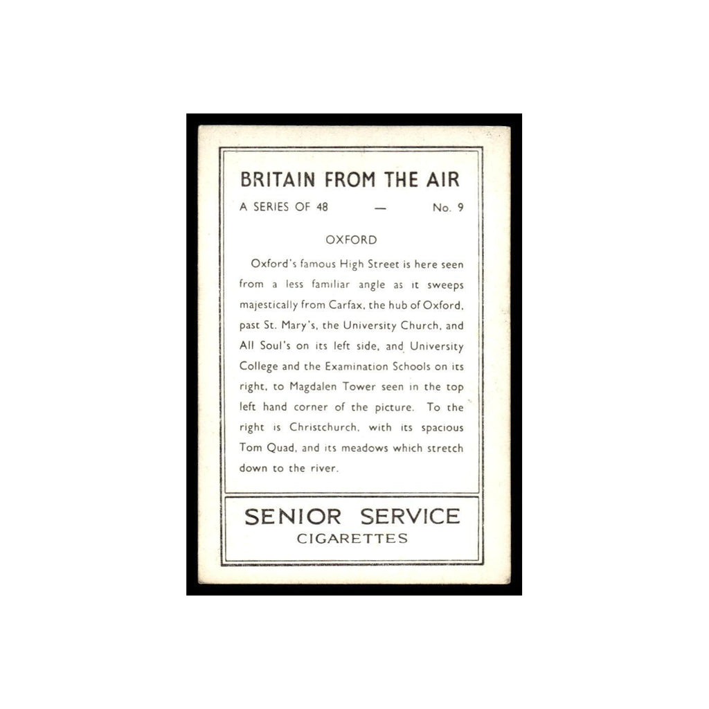 Oxford 1939 Senior Service Britain From Air #9 Tobacco Card VG