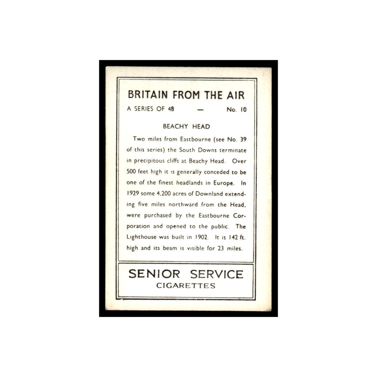 Beachy Head 1939 Senior Service Britain From Air #10 Tobacco Card VG