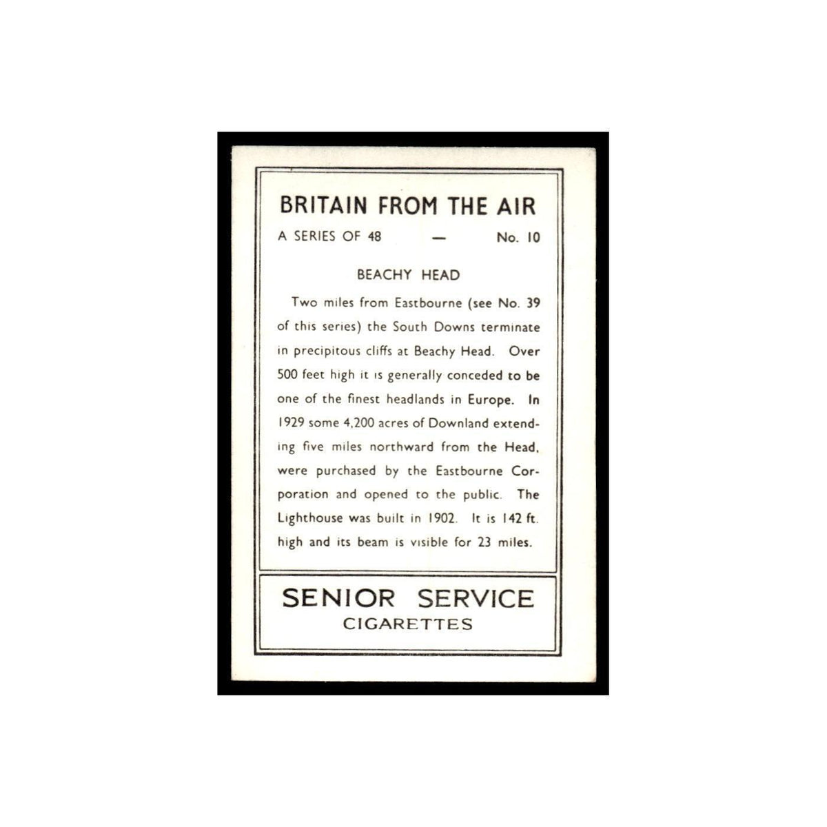 Beachy Head 1939 Senior Service Britain From Air #10 Tobacco Card VG