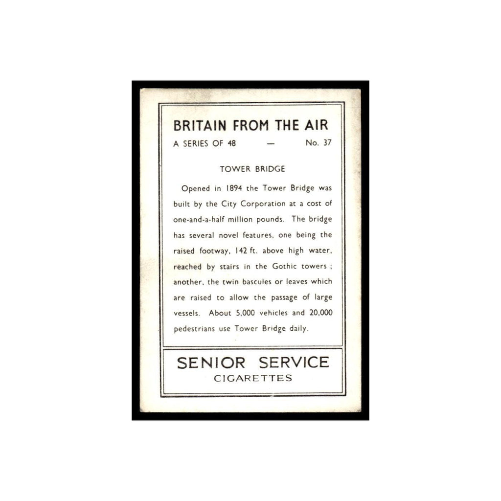 Tower Bridge 1939 Senior Service Britain From Air #37 Tobacco Card VG
