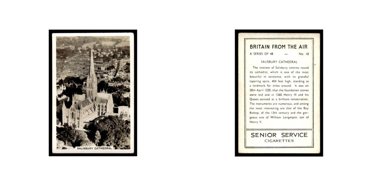 Salisbury Cathedral 1939 Senior Service Britain From Air #18 Tobacco Card VG