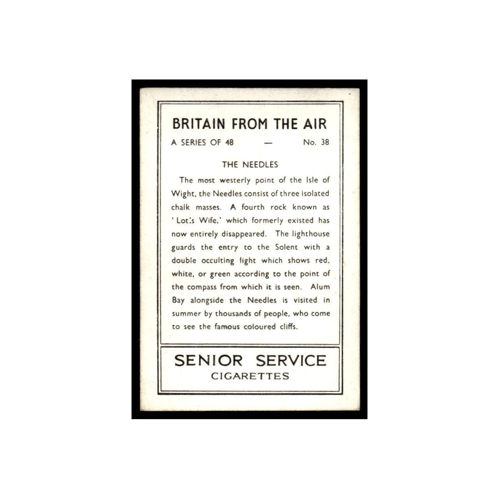 The Needles 1939 Senior Service Britain From Air #38 Tobacco Card VG
