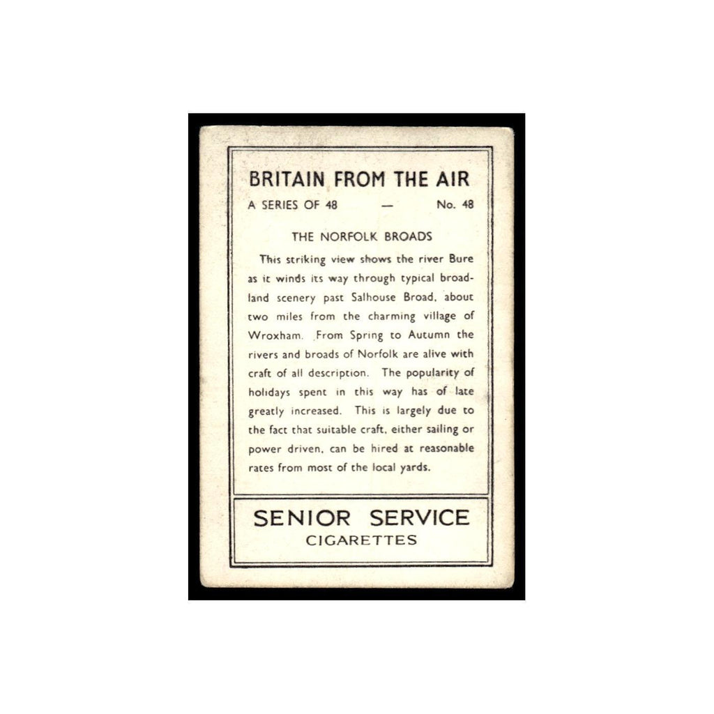 Norfolk Broads 1939 Senior Service Britain From Air #48 Tobacco Card VG