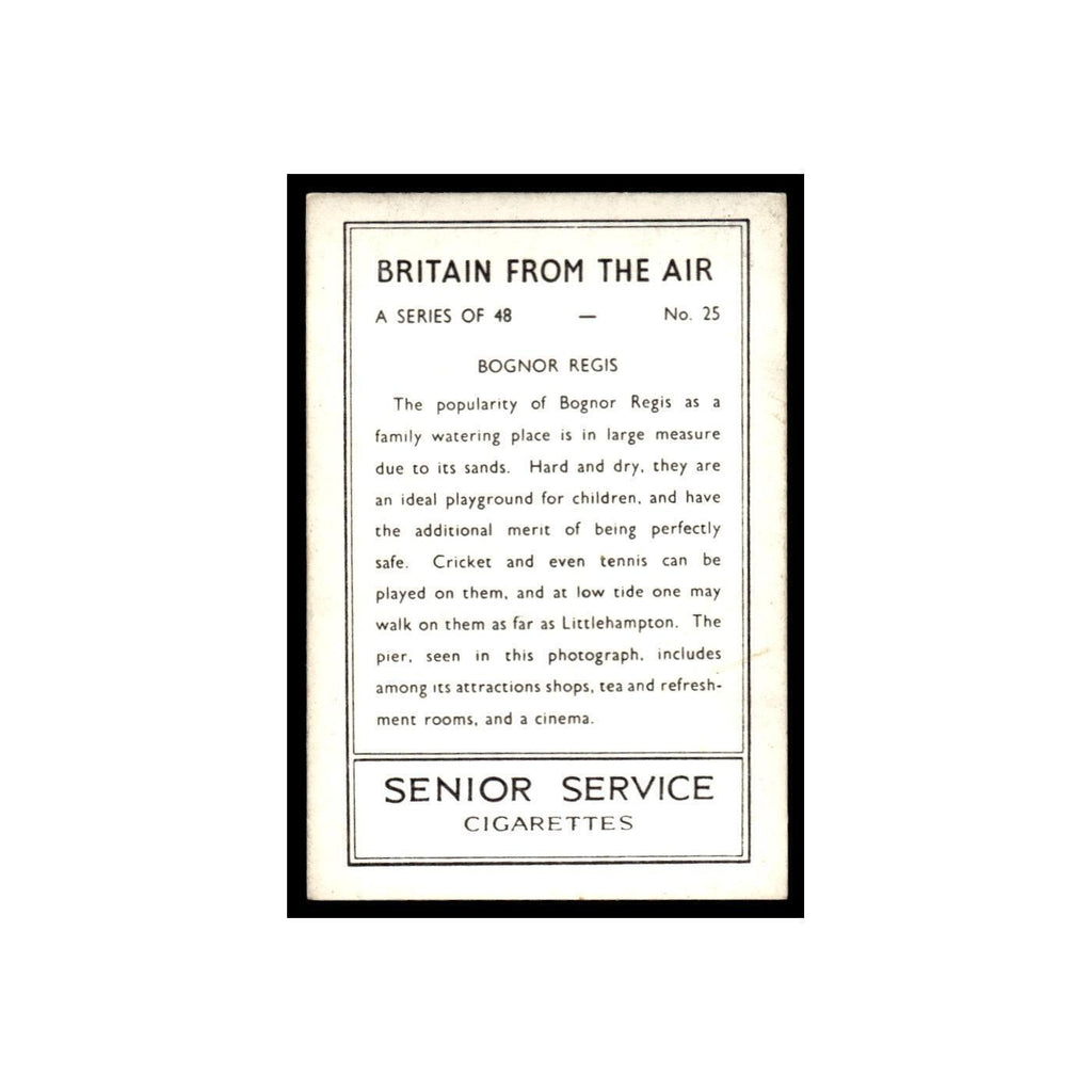 Bognor Regis 1939 Senior Service Britain From Air #25 Tobacco Card VG