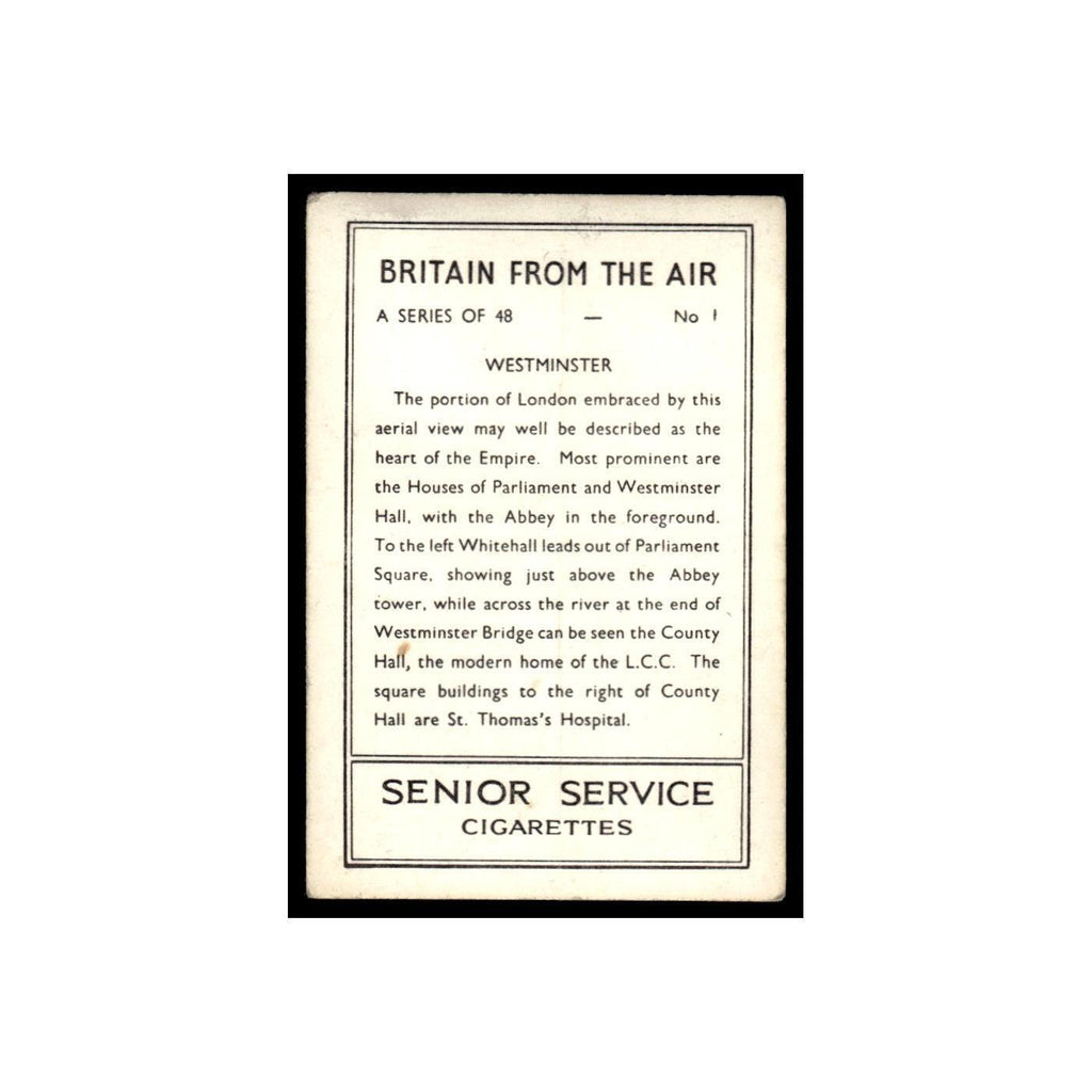 Westminster 1939 Senior Service Britain From Air #1 Tobacco Card VG