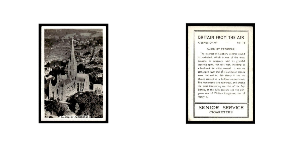 Salisbury Cathedral 1939 Senior Service Britain From Air #18 Tobacco Card VG