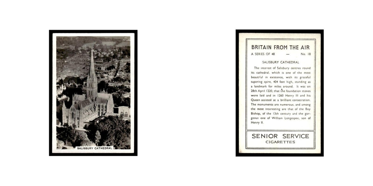 Salisbury Cathedral 1939 Senior Service Britain From Air #18 Tobacco Card VG