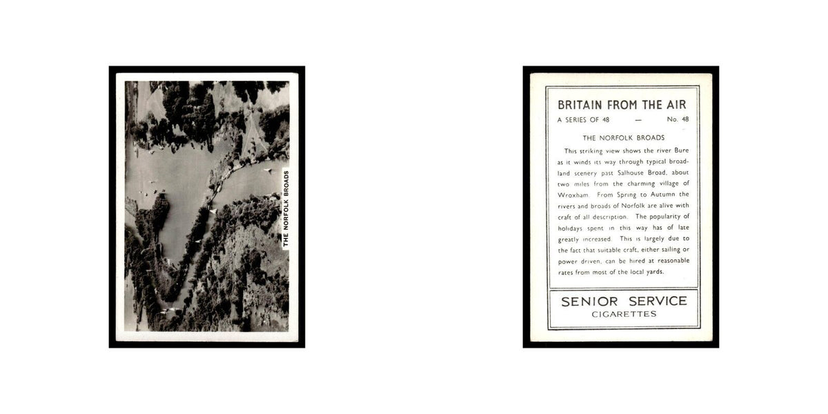 Norfolk Broads 1939 Senior Service Britain From Air #48 Tobacco Card VG
