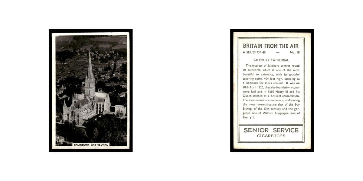 Salisbury Cathedral 1939 Senior Service Britain From Air #18 Tobacco Card VG