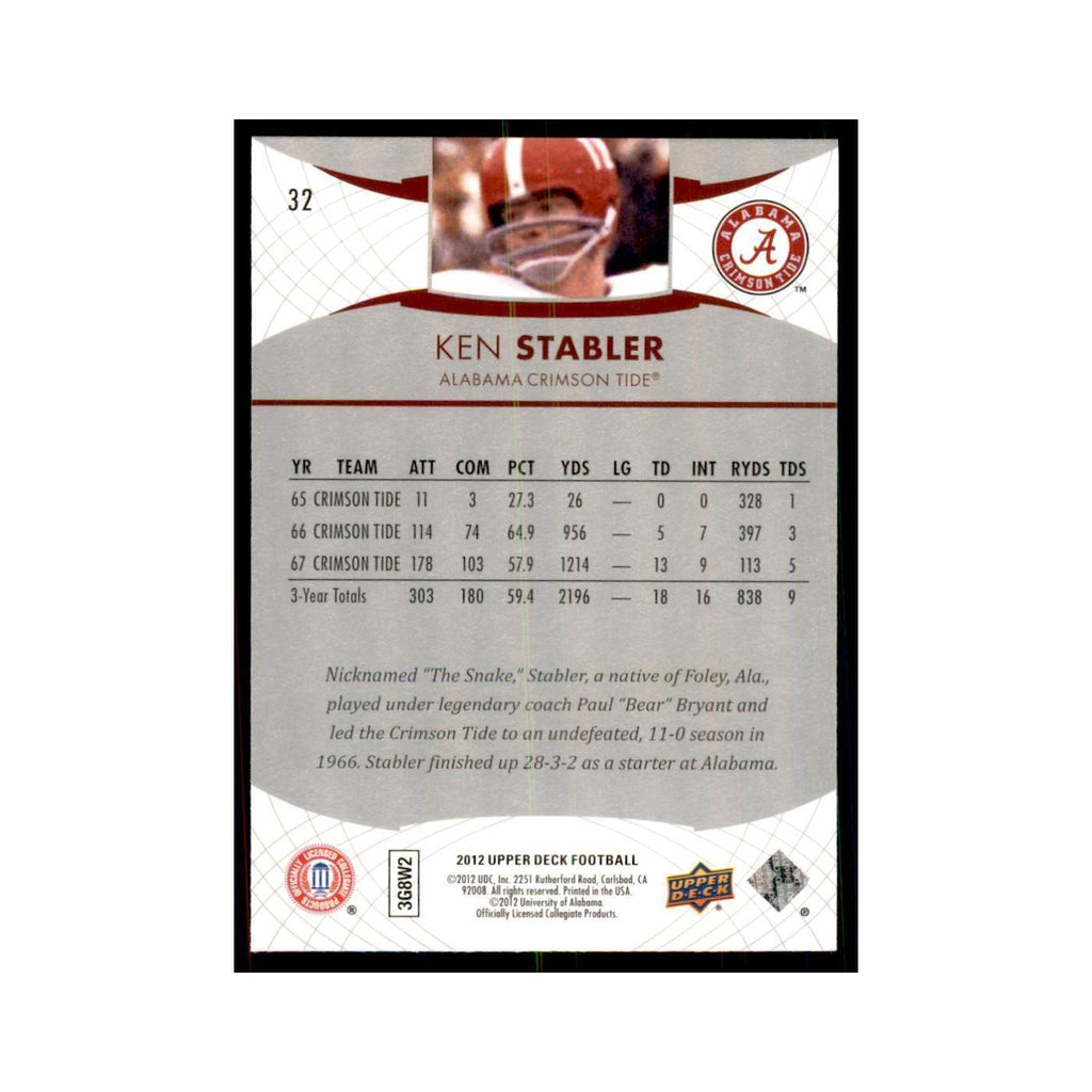 Ken Stabler 2012 Upper Deck #32 Football Cards Football Card NM