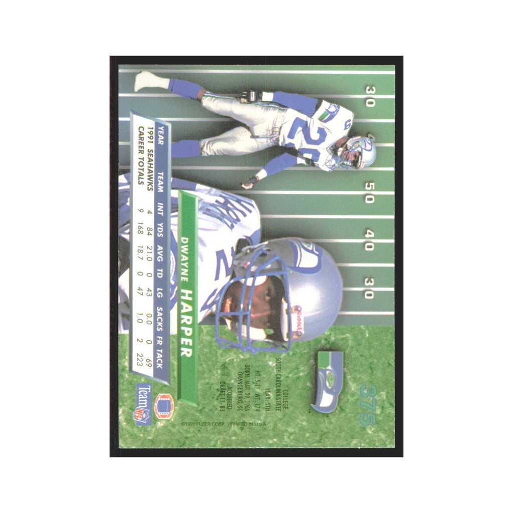 Dwayne Harper 1992 Fleer Ultra #375 Football Cards Football Card NM