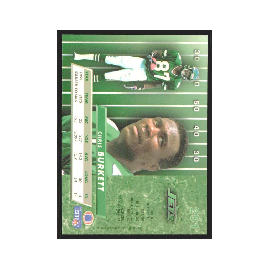 Chris Burkett 1992 Fleer Ultra #291 Football Cards Football Card NM
