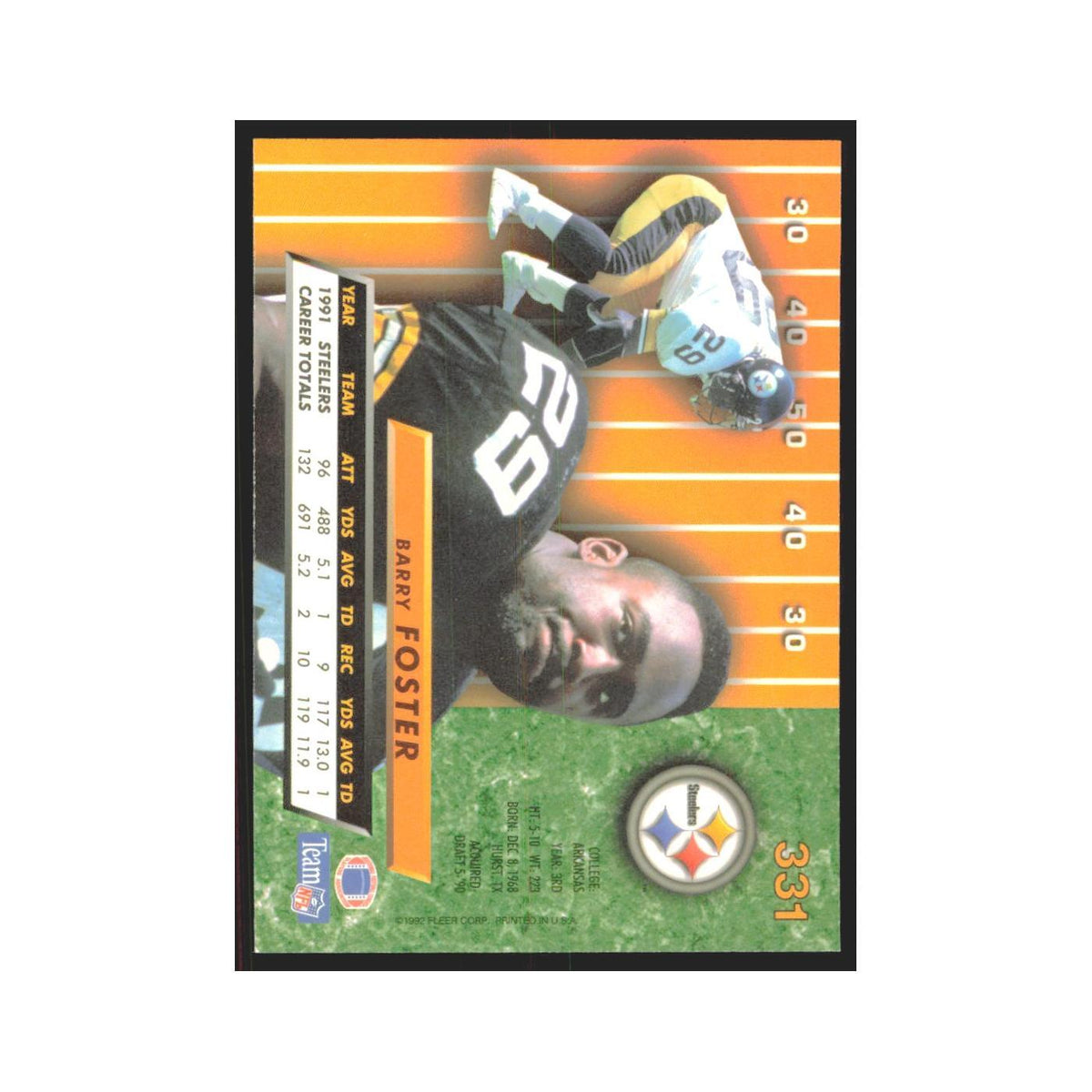 Barry Foster 1992 Fleer Ultra #331 Football Cards Football Card NM