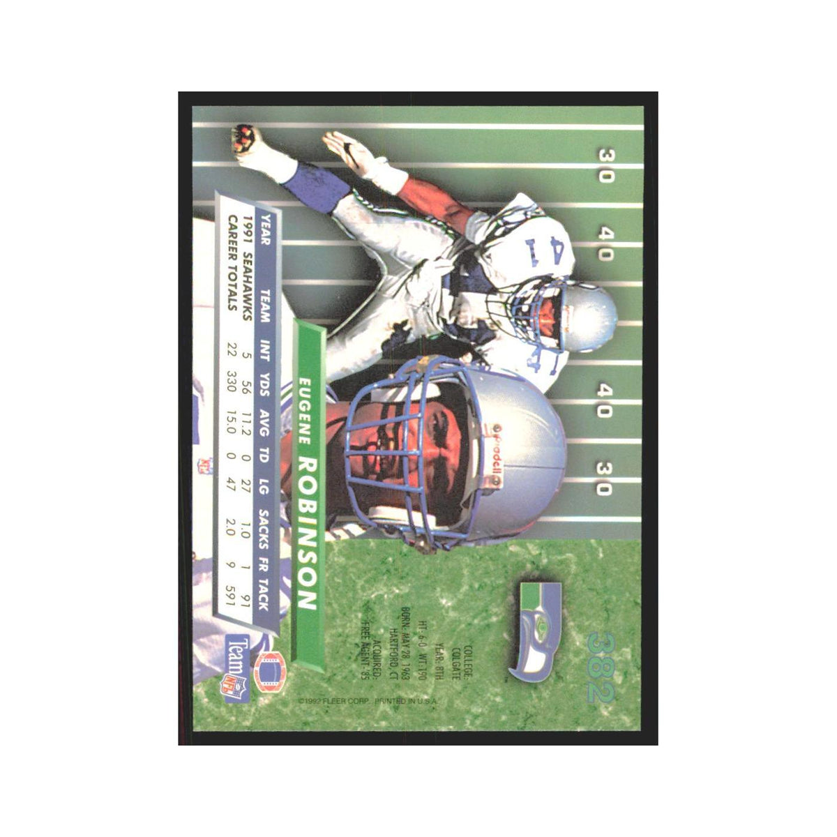 Eugene Robinson 1992 Fleer Ultra #382 Football Cards Football Card NM