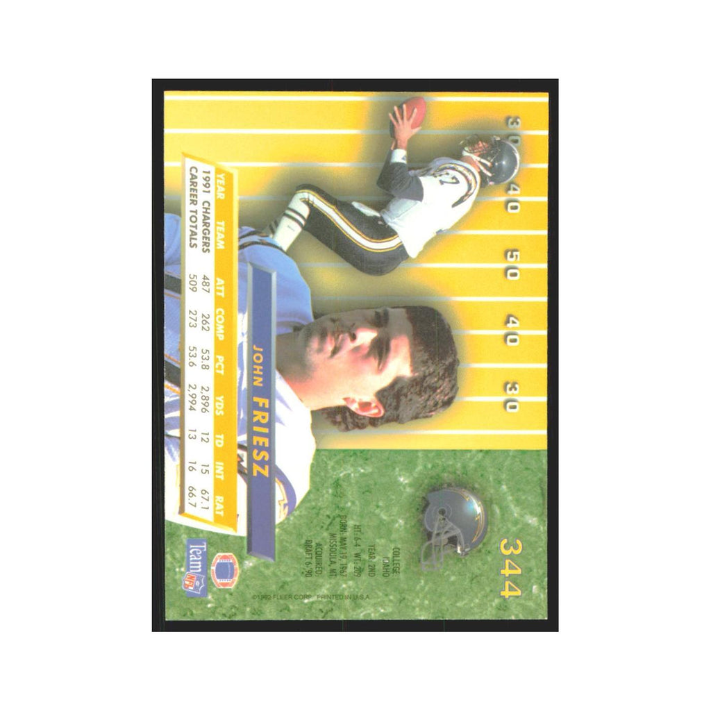 John Friesz 1992 Fleer Ultra #344 Football Cards Football Card NM