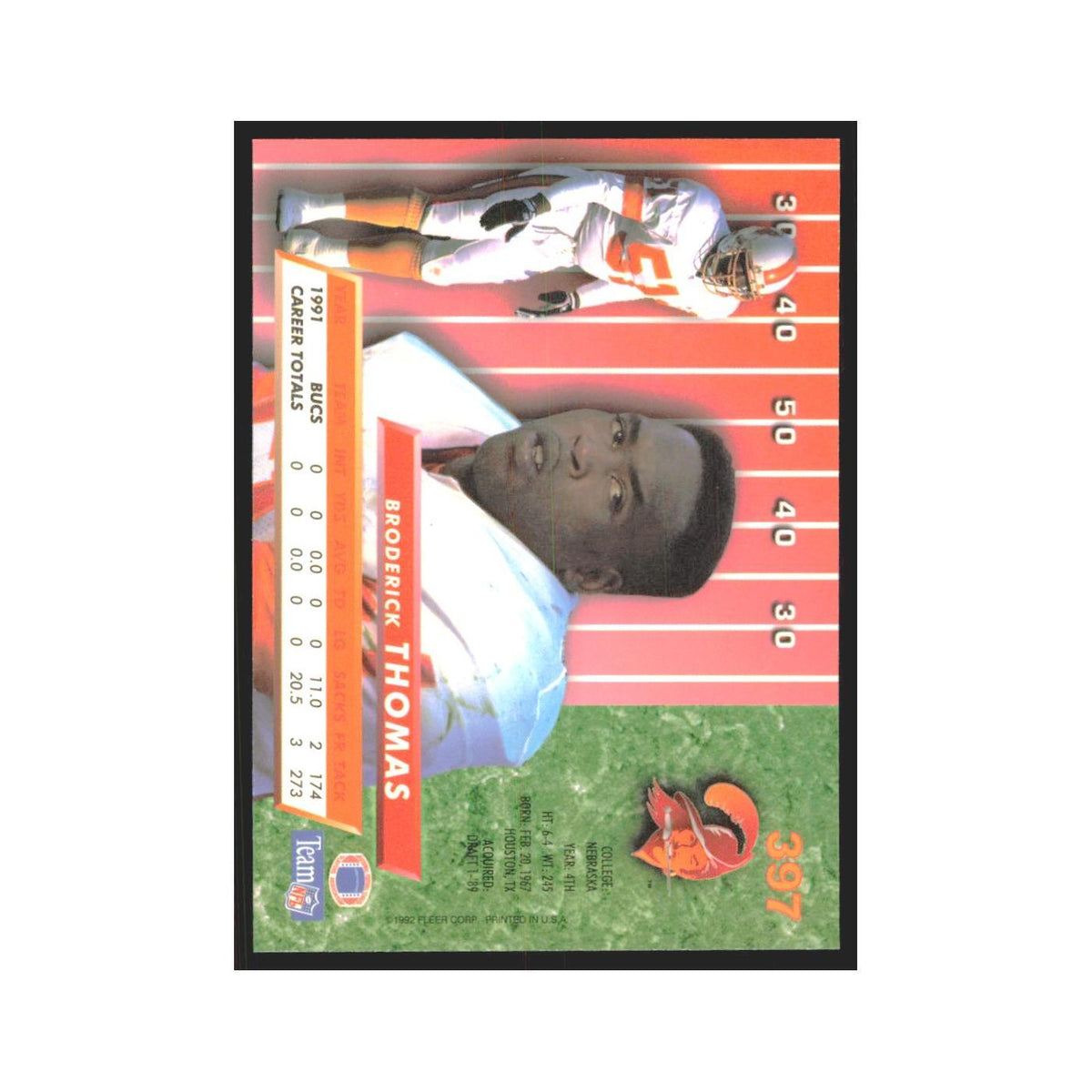 Broderick Thomas 1992 Fleer Ultra #397 Football Cards Football Card NM