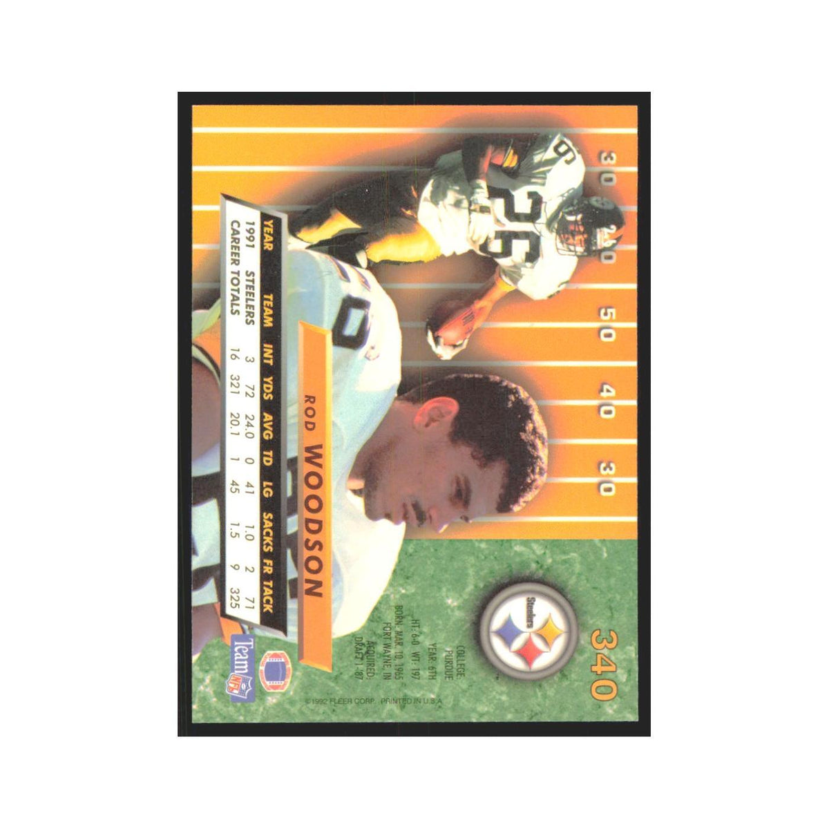 Rod Woodson 1992 Fleer Ultra #340 Football Cards Football Card NM