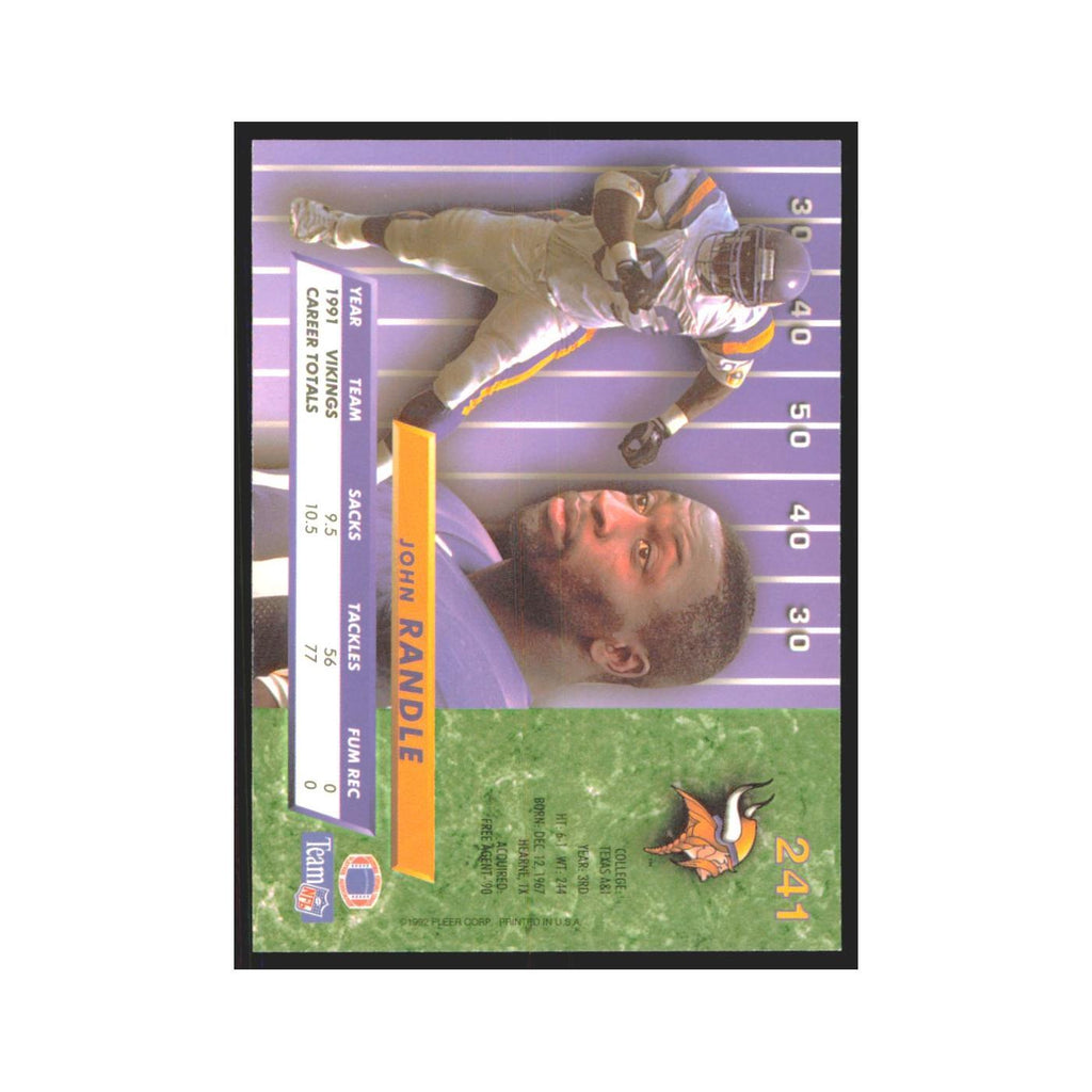 John Randle 1992 Fleer Ultra #241 Football Cards Football Card NM