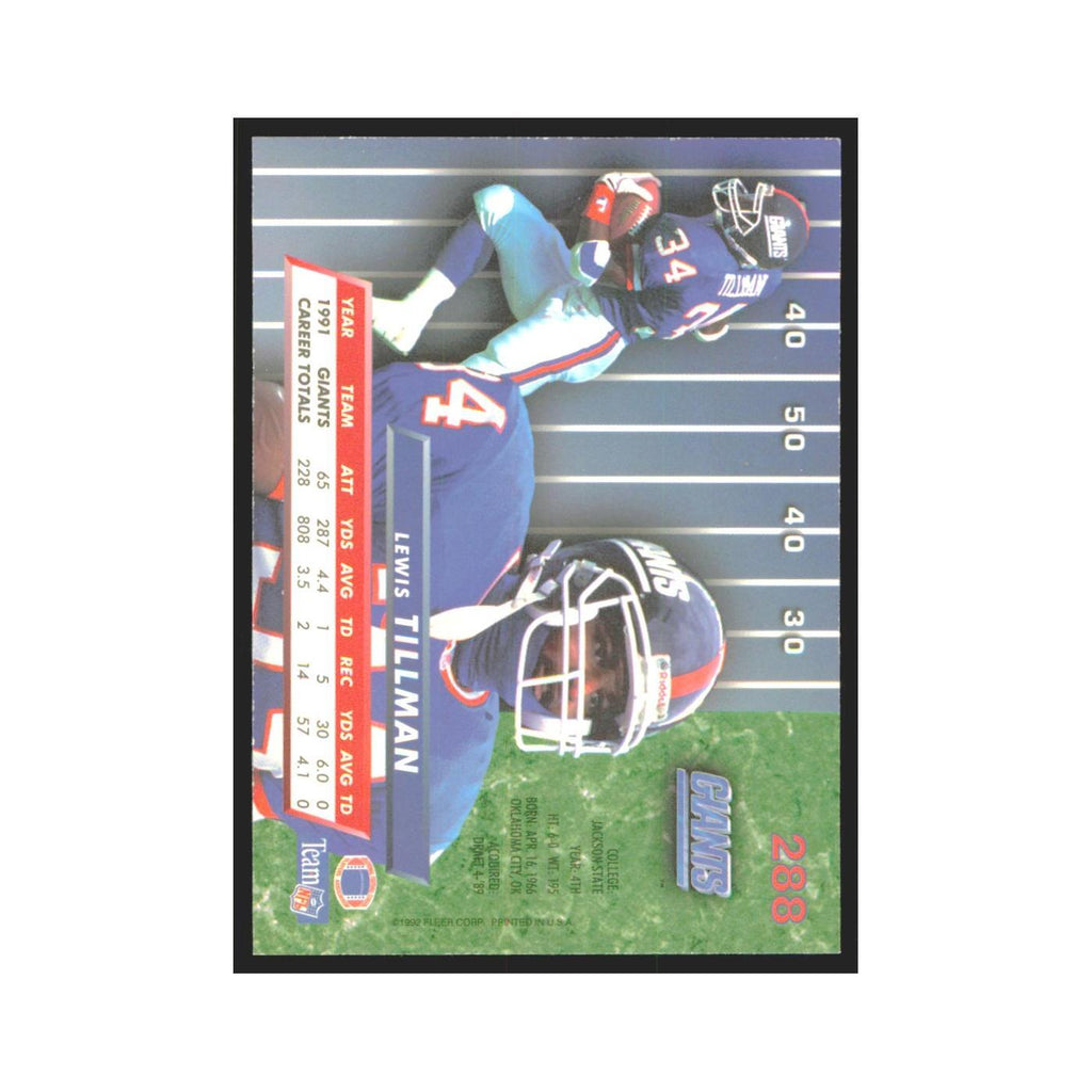 Lewis Tillman 1992 Fleer Ultra #288 Football Cards Football Card NM