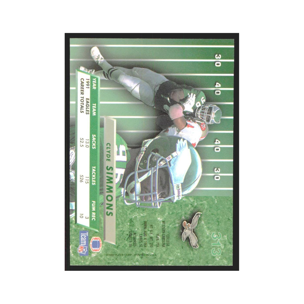 Clyde Simmons 1992 Fleer Ultra #313 Football Cards Football Card NM
