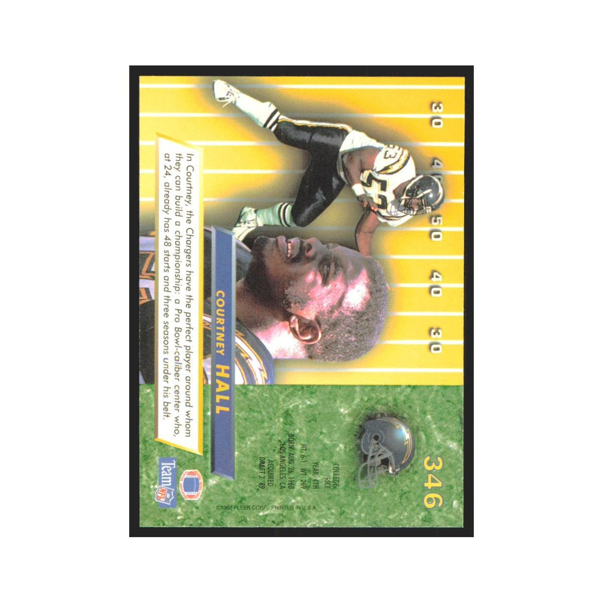 Courtney Hall 1992 Fleer Ultra #346 Football Cards Football Card NM