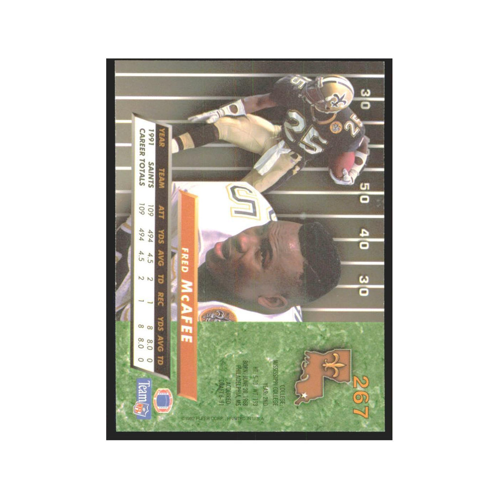 Fred McAfee 1992 Fleer Ultra #267 Football Cards Football Card NM