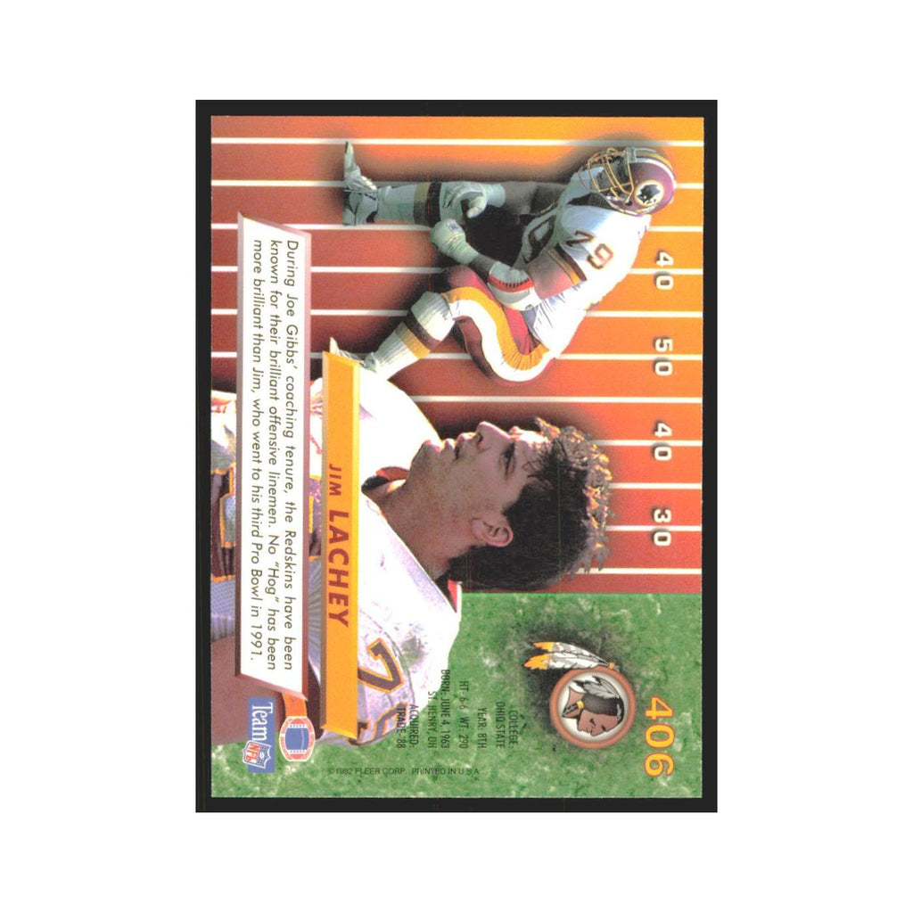 Jim Lachey 1992 Fleer Ultra #406 Football Cards Football Card NM