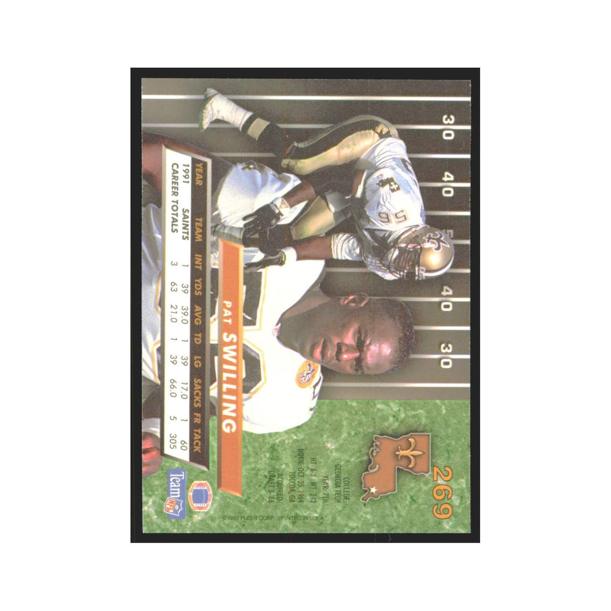 Pat Swilling 1992 Fleer Ultra #269 Football Cards Football Card NM